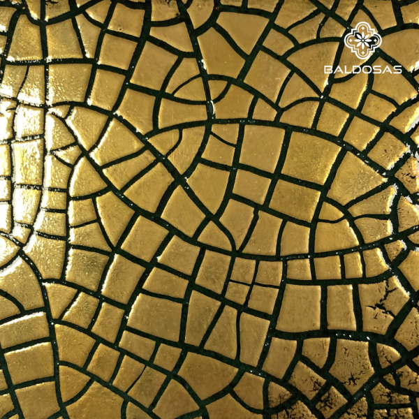 Italian tile Crackle Gold/Black OH74 sample